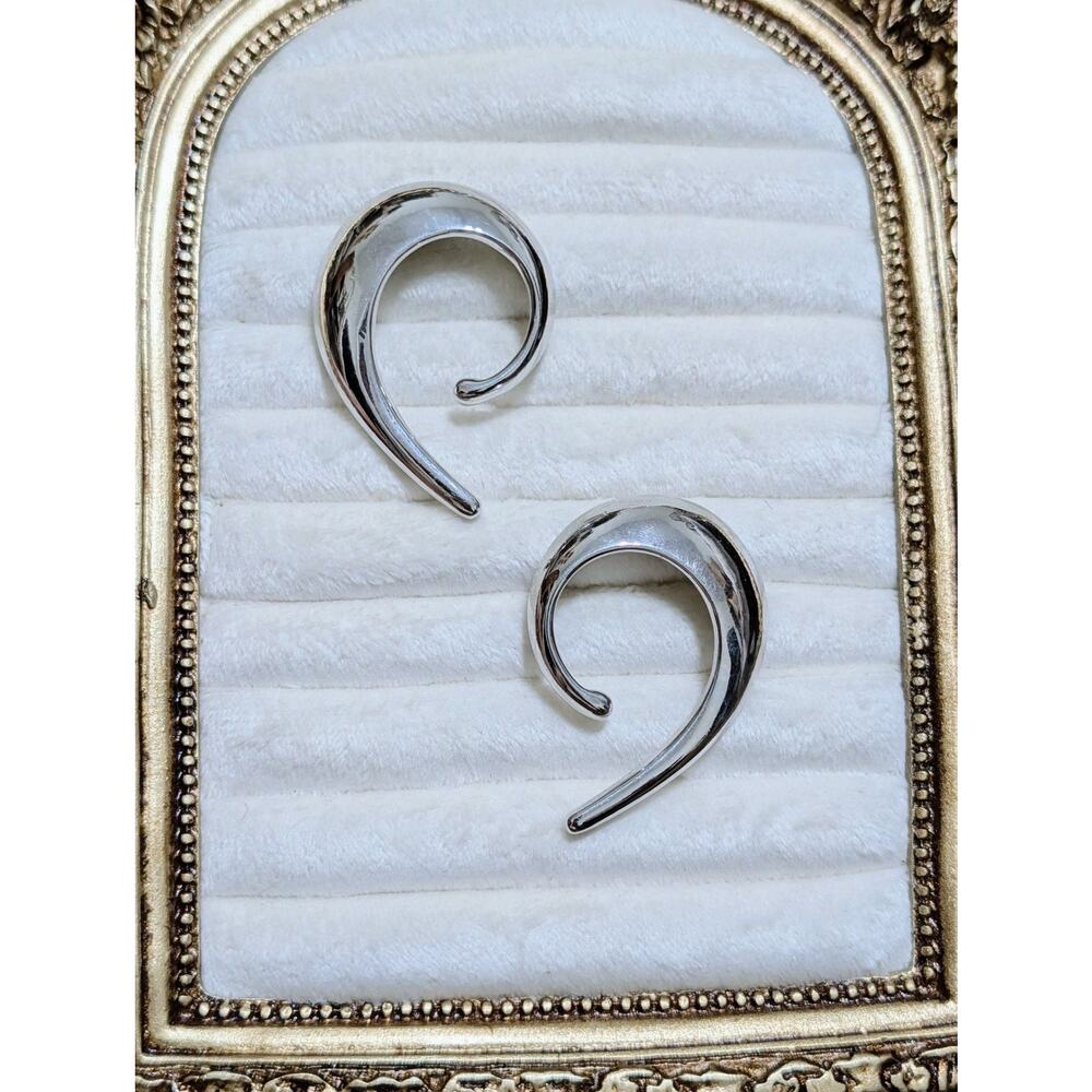Vintage Coro Silver Tone Modernist Swirl Ear Wrap Earrings